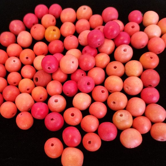70+ Orange wood BEADS round handmade 8-10 mm - Picture 3 of 6